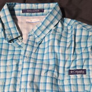 Columbia Men's Light Blue Checkered Shirt